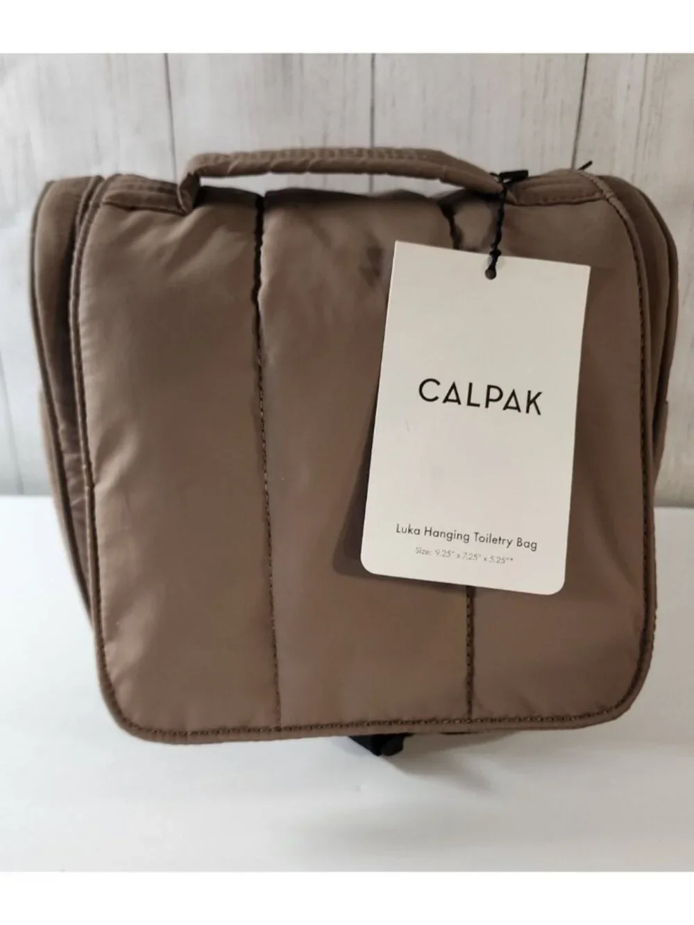 CALPAK LUKA HANGING TOILETRY TRAVEL COSMETIC BATHROOM BAG CHOCOLATE TAN BROWN